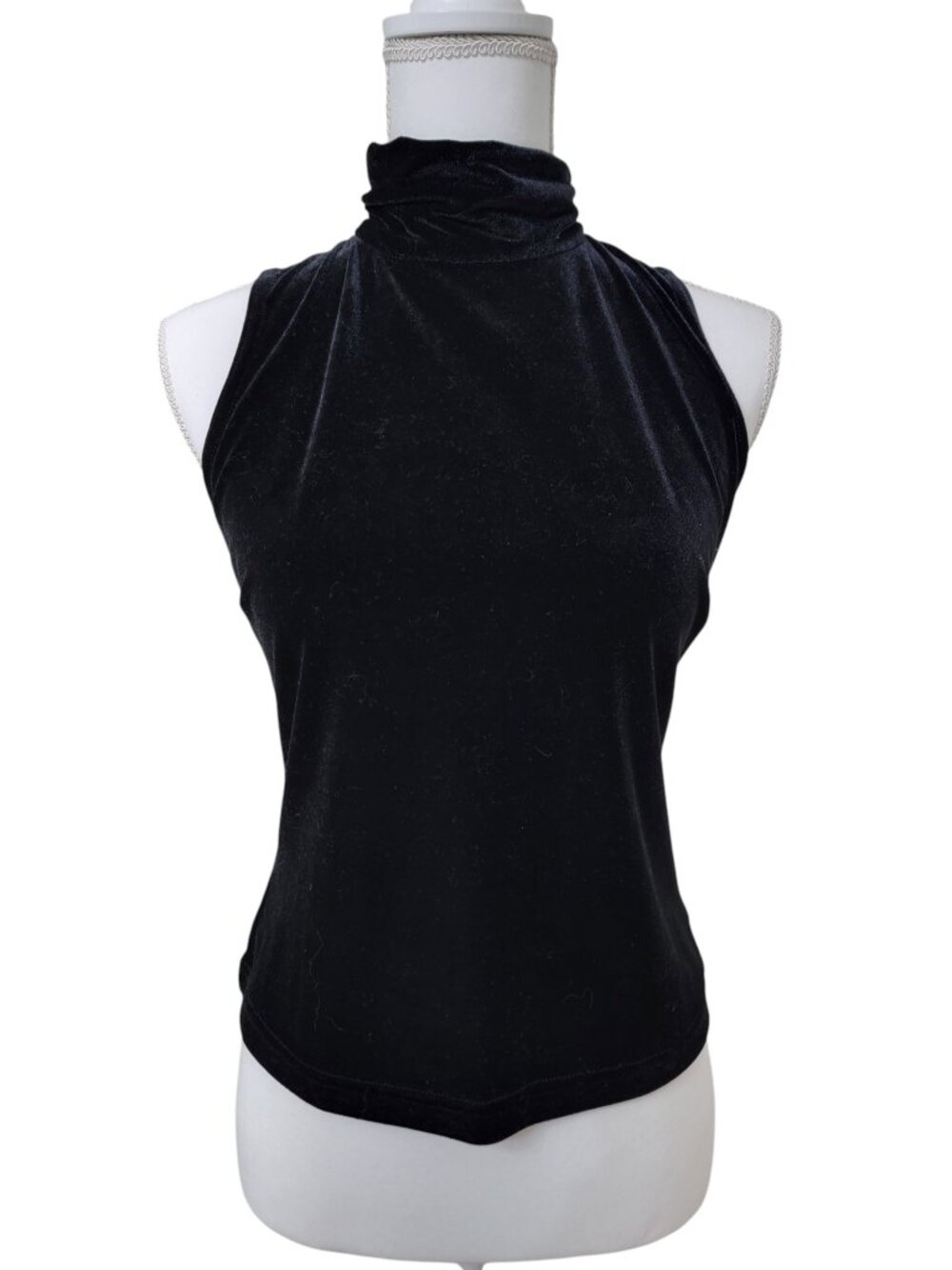 MSK Size S ** Black Velvet Mock Neck Sleeveless Top